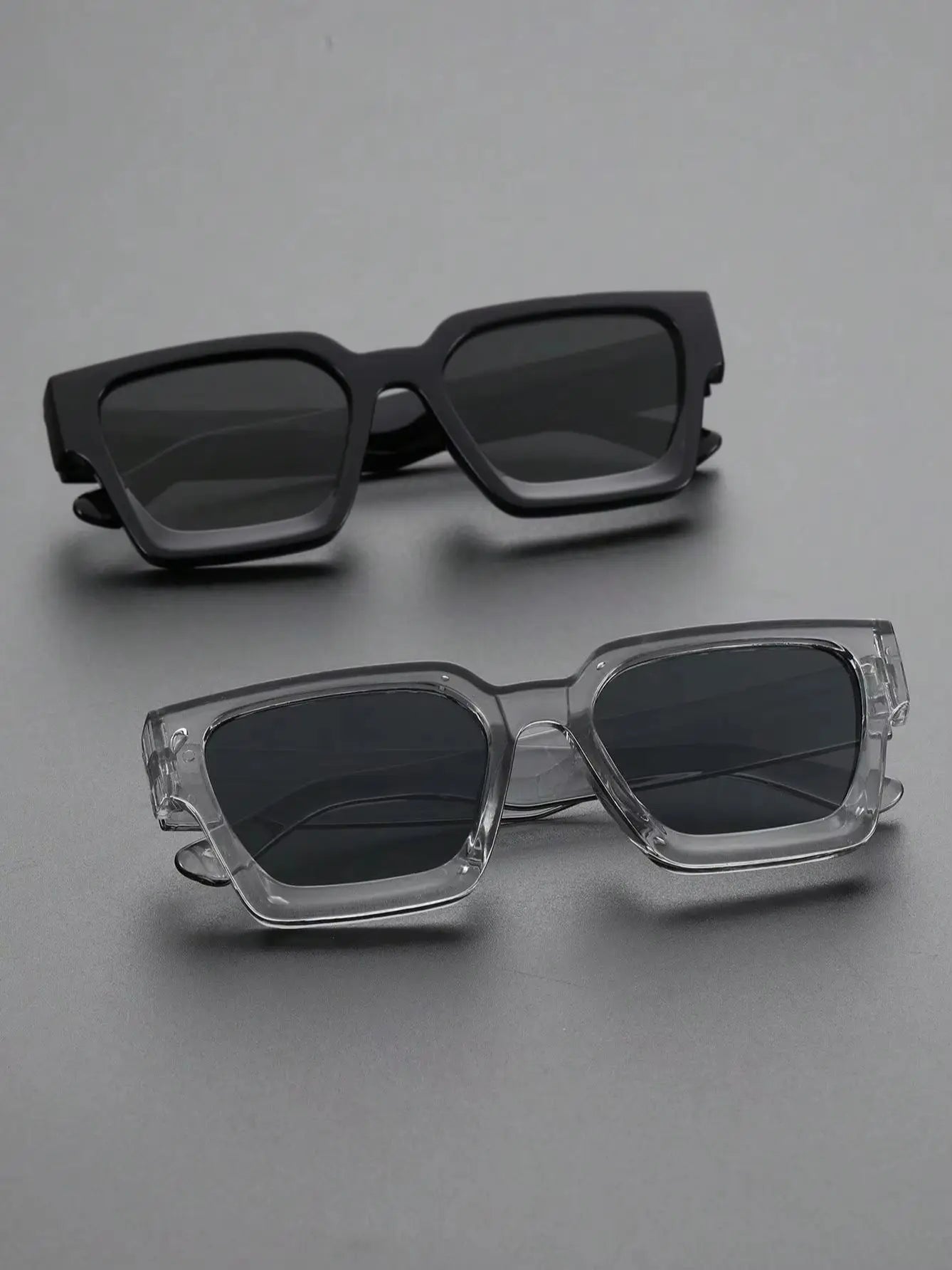 2PCS Plastic Fashion Rectangular Frame Women Sunglasses For Daily Life Men Eyewear Rave Party Daily Life Accessories.