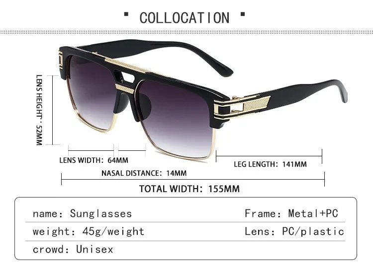 European And American Fashion Sunglasses Transparent Frame Glasses Cross Border Men And Women Retro Square Frame Sunshade Mirror