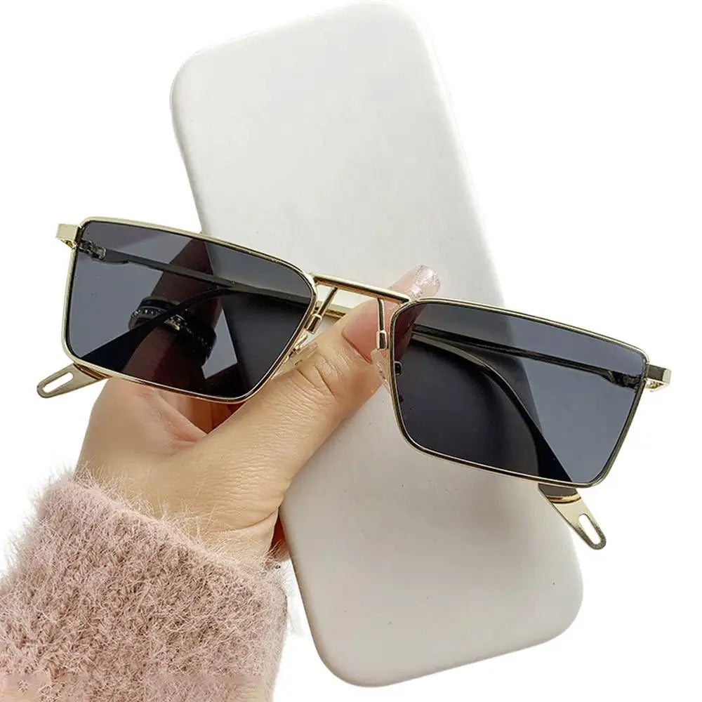 New Retro Square Sunglasses Women Fashion Rectangle Metal Frame Shades Men Luxury Brand Designer Decorative Sun Glasses Uv400