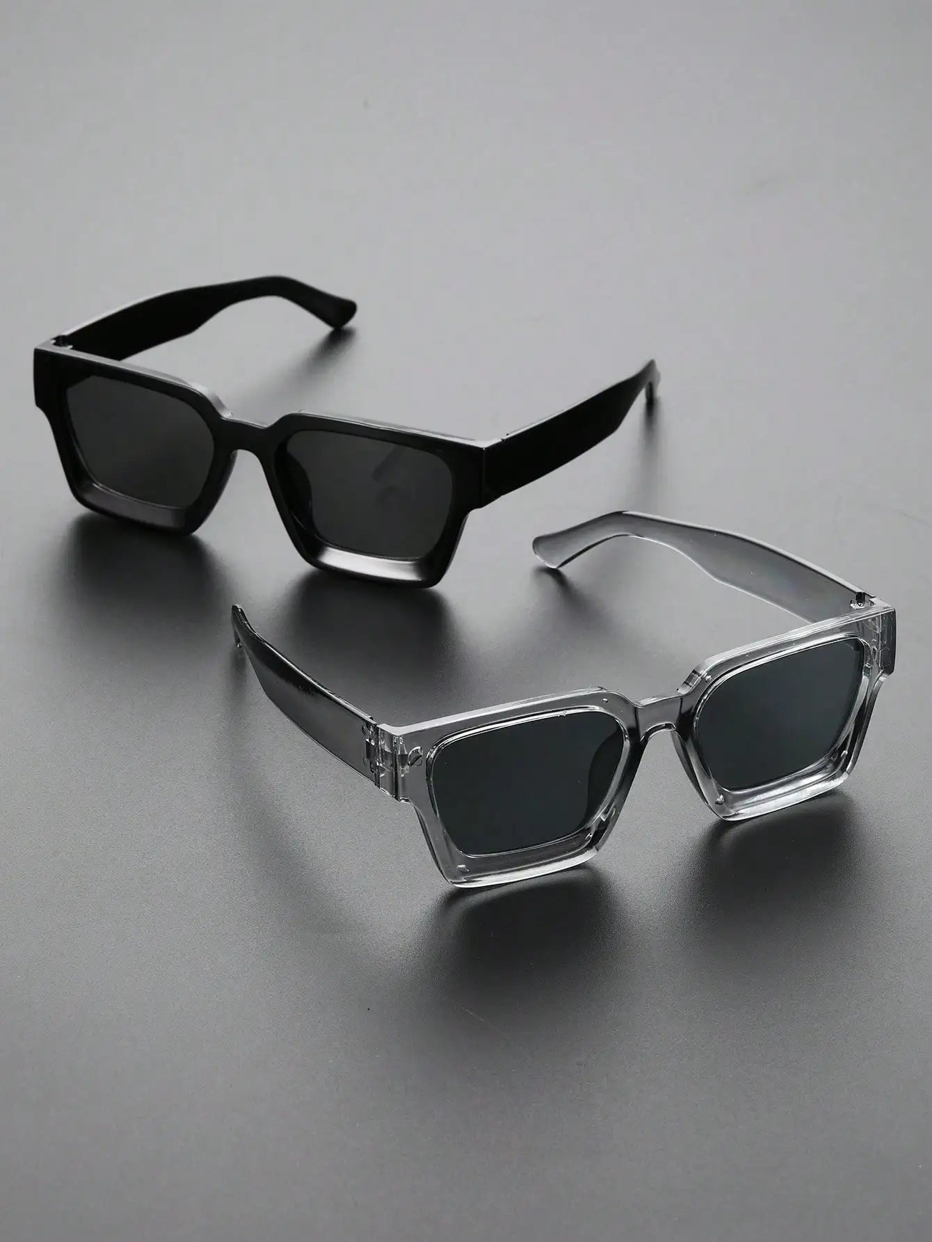 2PCS Plastic Fashion Rectangular Frame Women Sunglasses For Daily Life Men Eyewear Rave Party Daily Life Accessories.