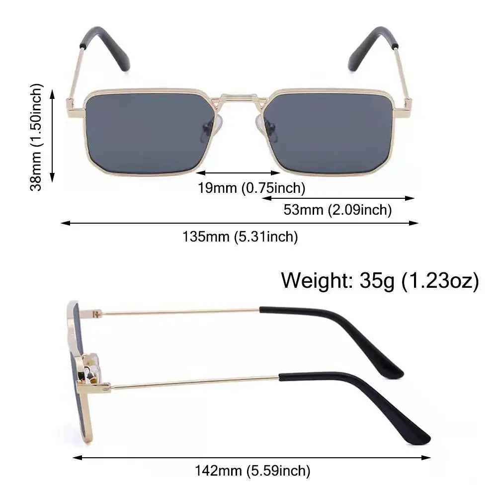 New Retro Square Sunglasses Women Fashion Rectangle Metal Frame Shades Men Luxury Brand Designer Decorative Sun Glasses Uv400