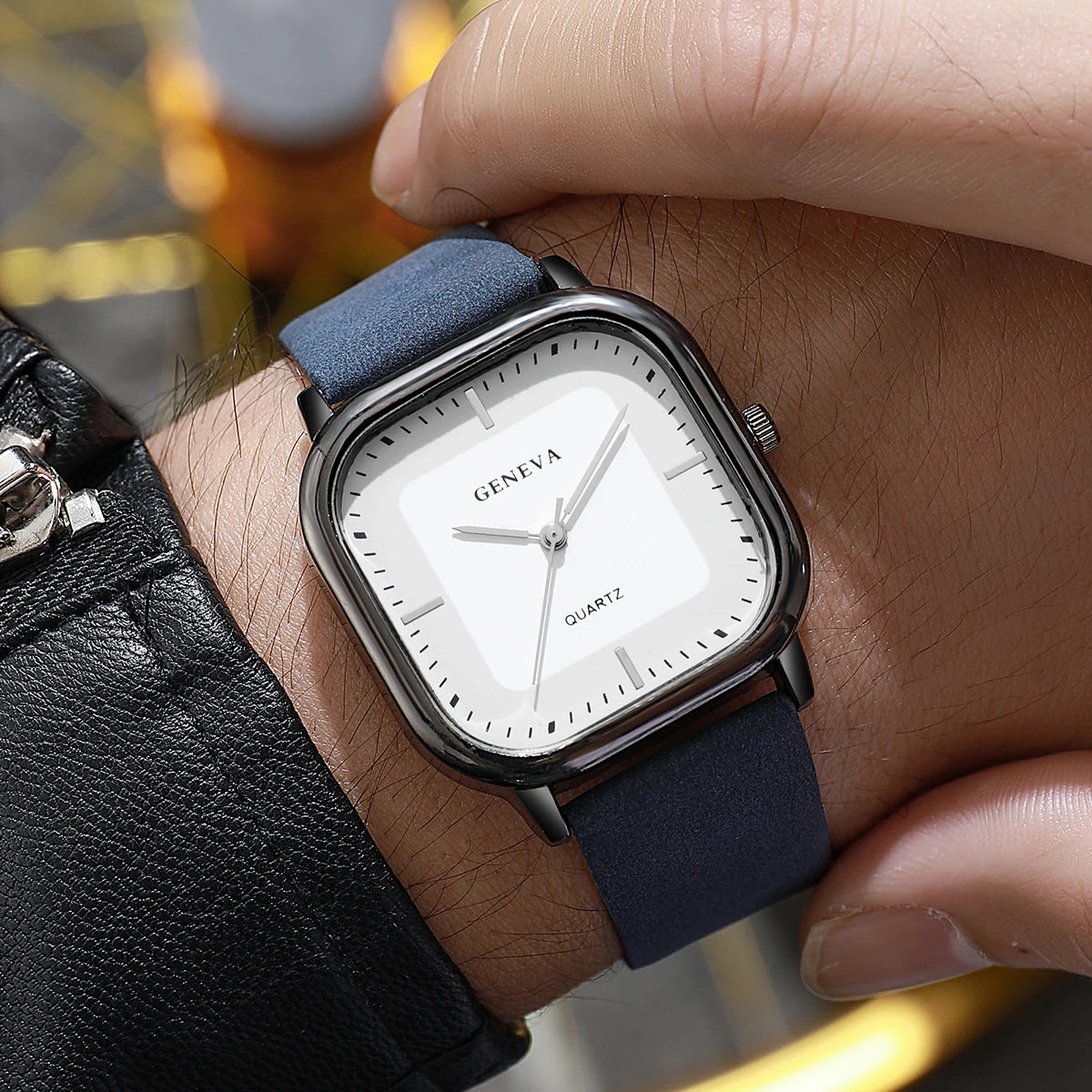 Fashion Square Dial Men's Watches Minimalist Luxury Quartz Wristwatche Casual Business Leather Strap Wristwatch Reloj Hombre