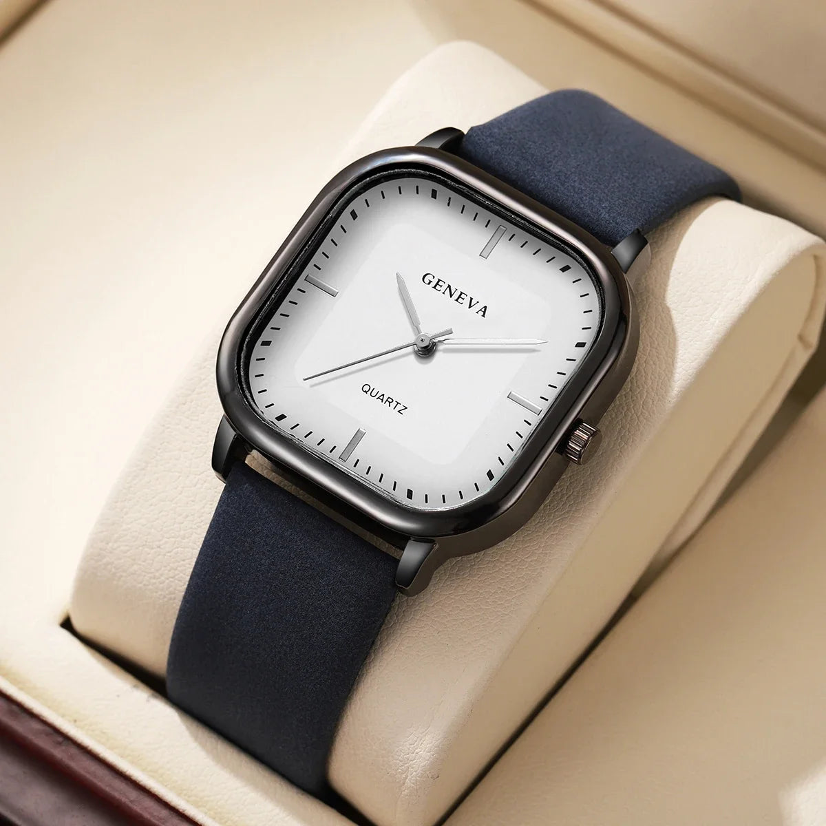 Fashion Square Dial Men's Watches Minimalist Luxury Quartz Wristwatche Casual Business Leather Strap Wristwatch Reloj Hombre