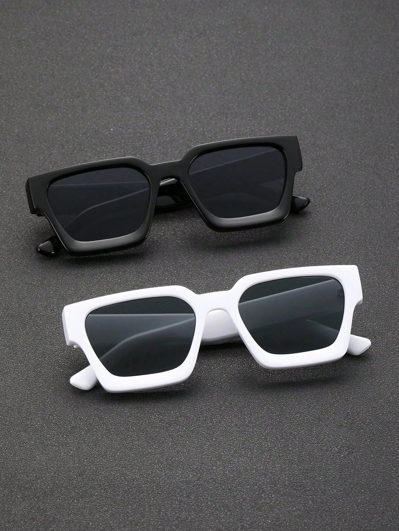 2PCS Plastic Fashion Rectangular Frame Women Sunglasses For Daily Life Men Eyewear Rave Party Daily Life  Accessories.