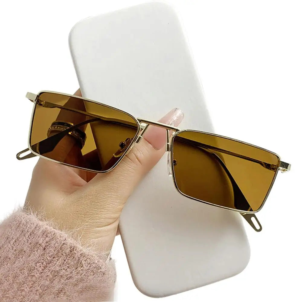 New Retro Square Sunglasses Women Fashion Rectangle Metal Frame Shades Men Luxury Brand Designer Decorative Sun Glasses Uv400