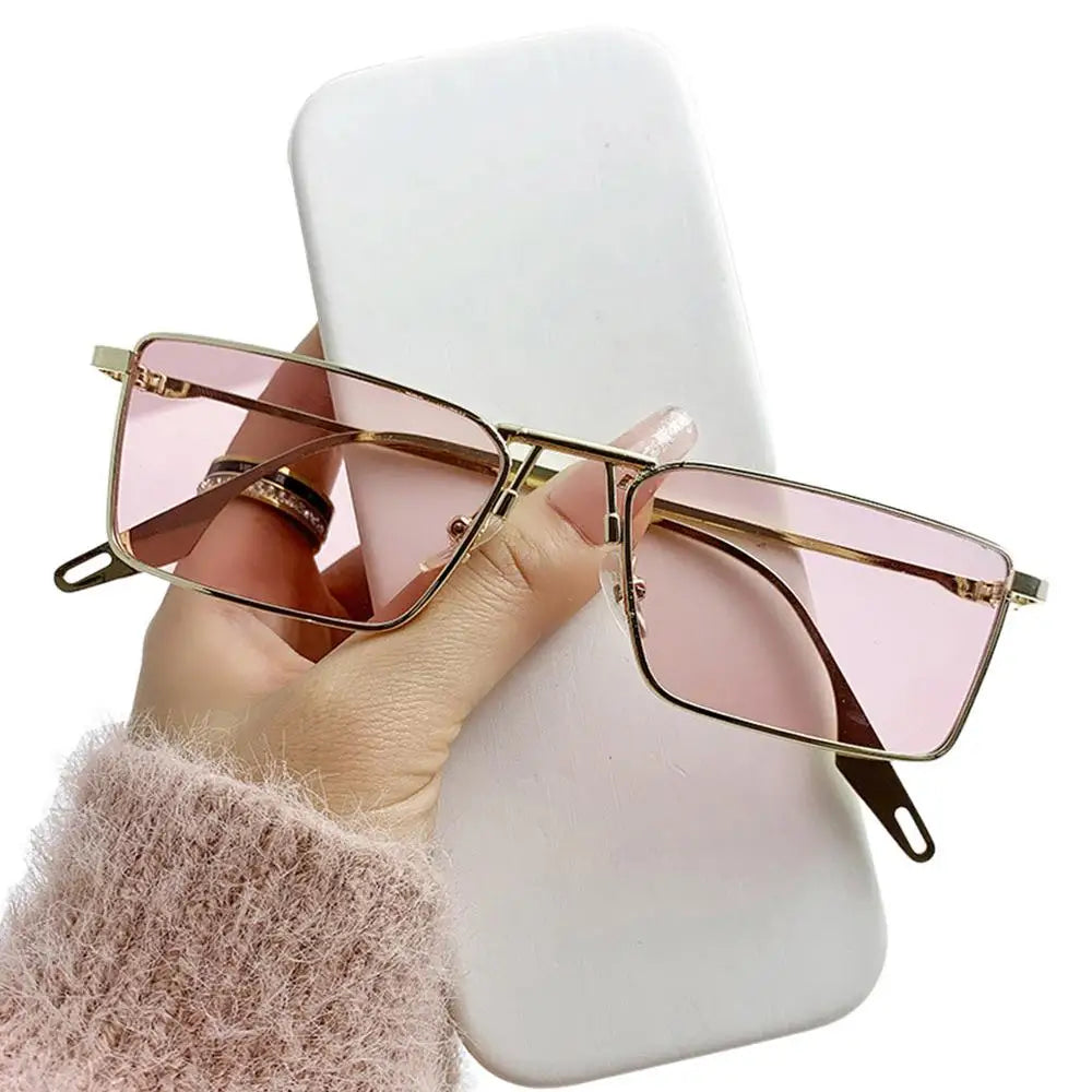 New Retro Square Sunglasses Women Fashion Rectangle Metal Frame Shades Men Luxury Brand Designer Decorative Sun Glasses Uv400