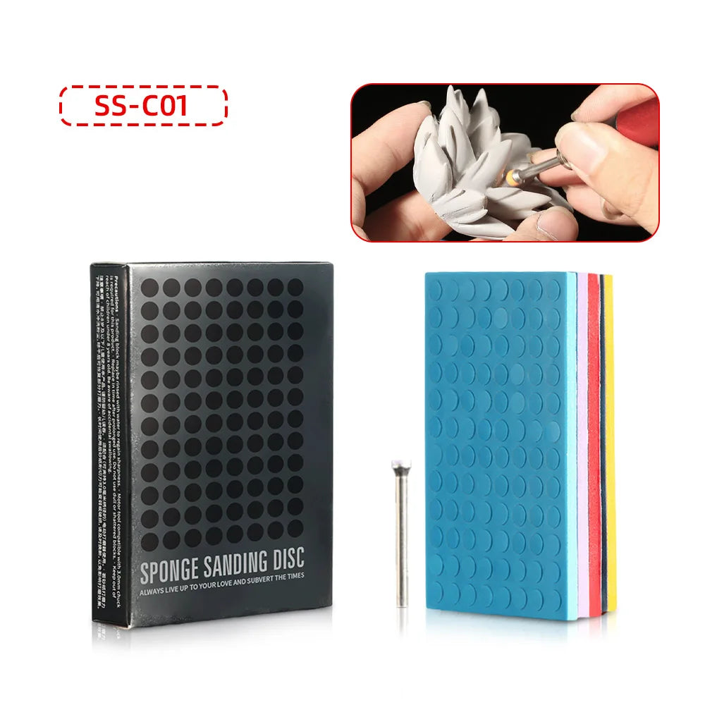 DSPIAE SS-C01 SS-C02 Sanding Sponge Set Grinding Polishing Sandpaper Self Adhesive Sponge Disc Double Side Abrasive Model Tool