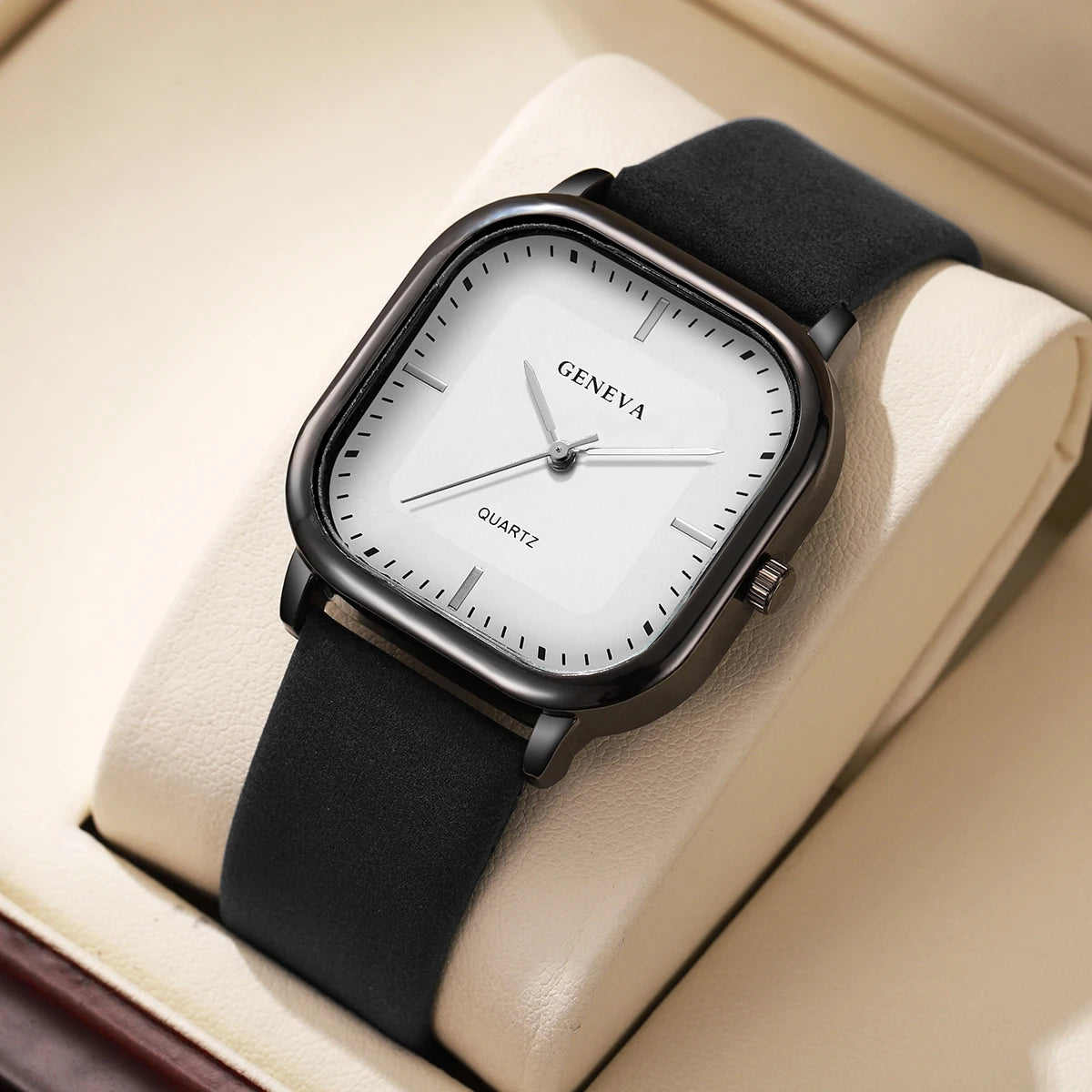 Fashion Square Dial Men's Watches Minimalist Luxury Quartz Wristwatche Casual Business Leather Strap Wristwatch Reloj Hombre