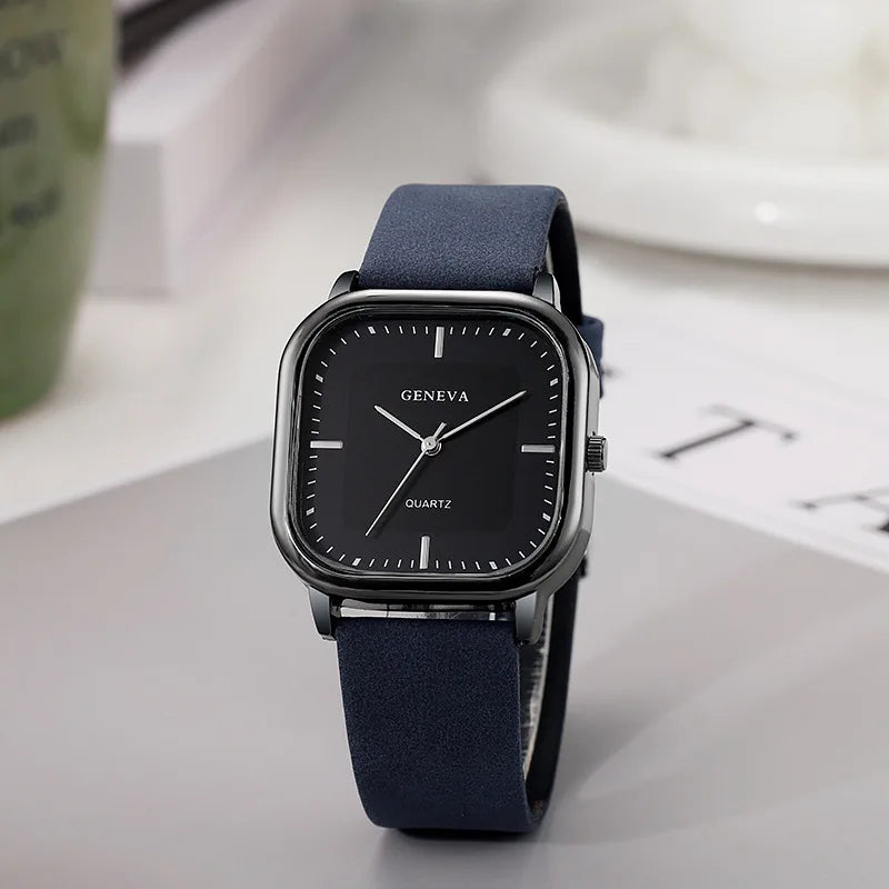 Fashion Square Dial Men's Watches Minimalist Luxury Quartz Wristwatche Casual Business Leather Strap Wristwatch Reloj Hombre