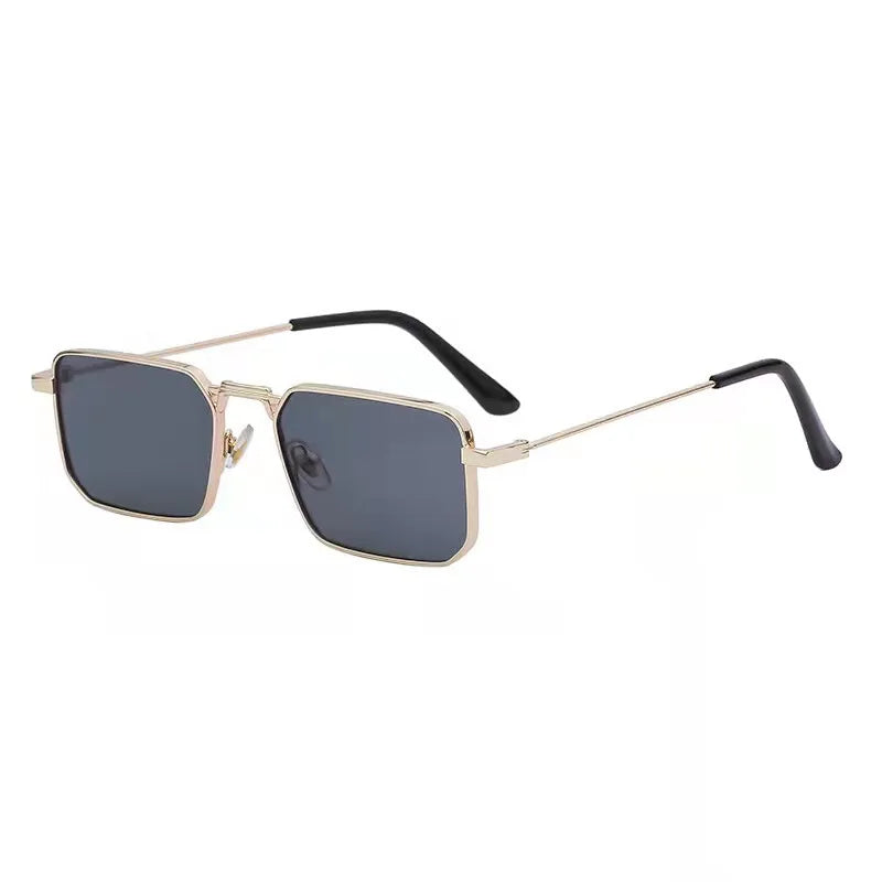Vintage High Quality Rectangle Metal Frame Sunglasses Women Men Black Shades Eyewear UV400 Sunshade Glasses