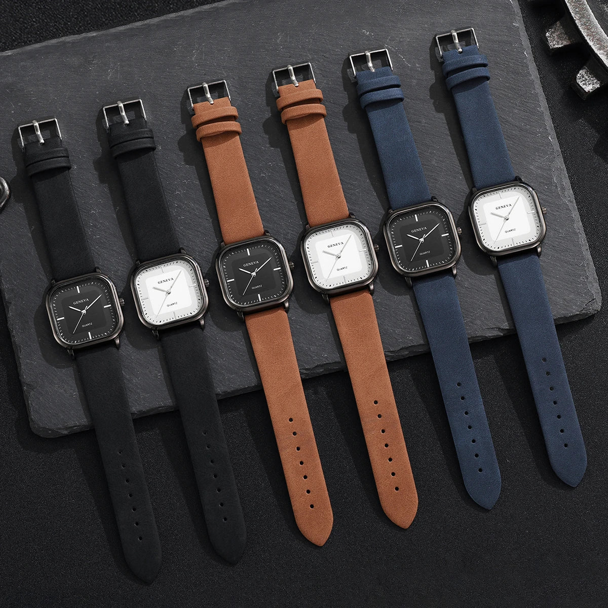 Fashion Square Dial Men's Watches Minimalist Luxury Quartz Wristwatche Casual Business Leather Strap Wristwatch Reloj Hombre
