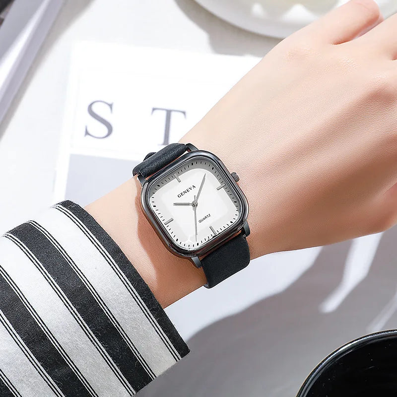 Fashion Square Dial Men's Watches Minimalist Luxury Quartz Wristwatche Casual Business Leather Strap Wristwatch Reloj Hombre