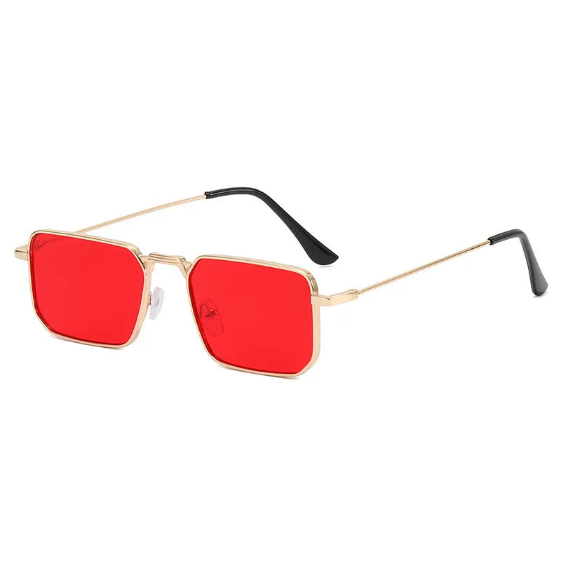 Vintage High Quality Rectangle Metal Frame Sunglasses Women Men Black Shades Eyewear UV400 Sunshade Glasses