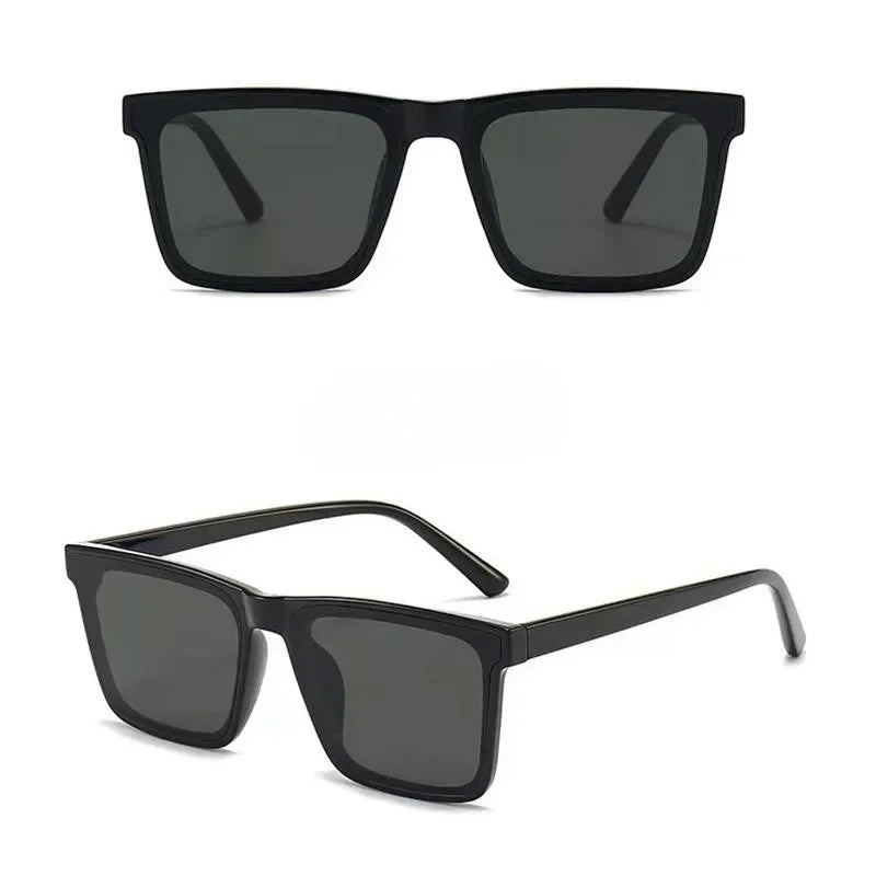 Retro Big Square Frame Sunglasses Women Brand Designer Black Cool Men Sun Glasses UV400 Shades Protection Eyeglasses Goggles