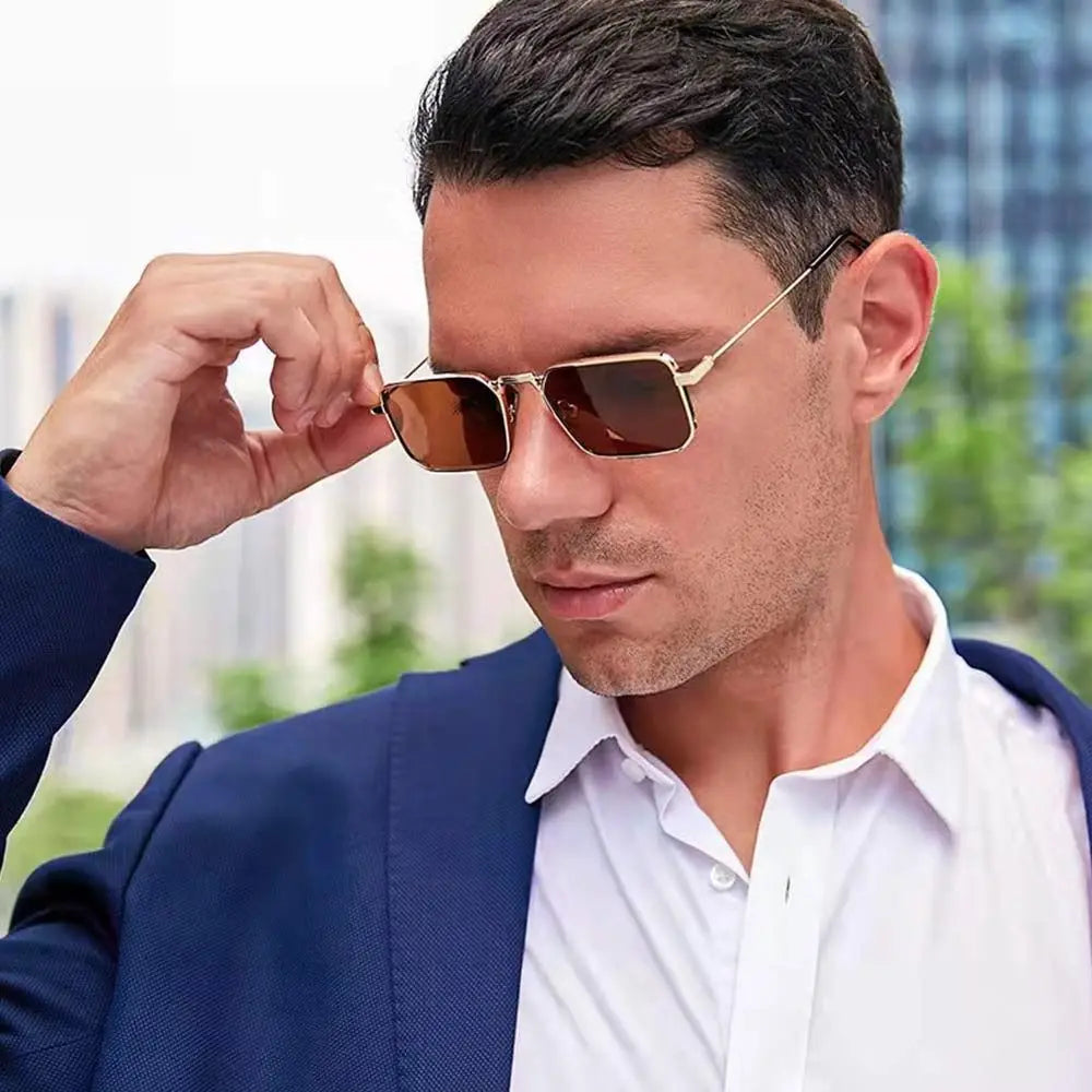 New Retro Square Sunglasses Women Fashion Rectangle Metal Frame Shades Men Luxury Brand Designer Decorative Sun Glasses Uv400