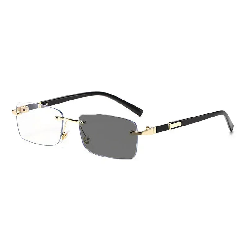 Square Rimless Photochromic Myopia Glasses Men Women Business Anti-UV Nearsighted Eyewear Retro Eyeglasses 0-1.0-4.0