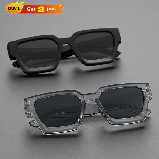 2PCS Plastic Fashion Rectangular Frame Women Sunglasses For Daily Life Men Eyewear Rave Party Daily Life  Accessories.