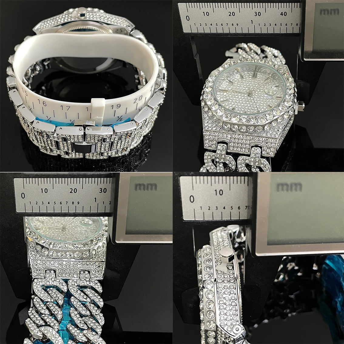 New Luxury  Watch For Men Brand MISSFOX Hip Hop Iced Out Diamond Watches Fashion Cuban Chain Quartz Clock 2025 Man Dropshipping