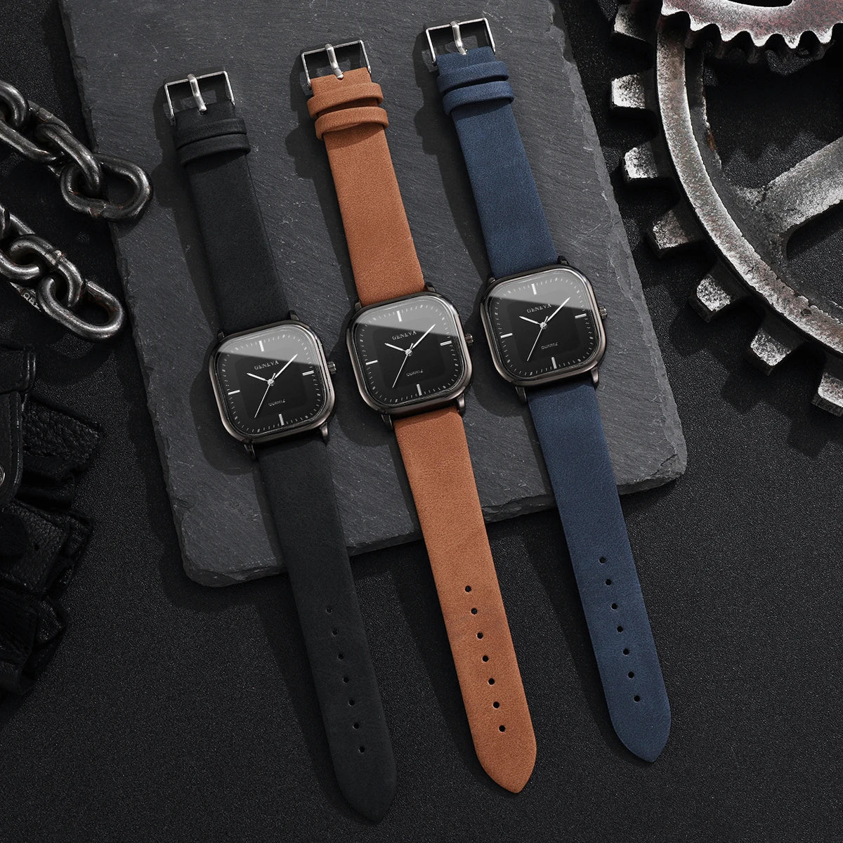 Fashion Square Dial Men's Watches Minimalist Luxury Quartz Wristwatche Casual Business Leather Strap Wristwatch Reloj Hombre