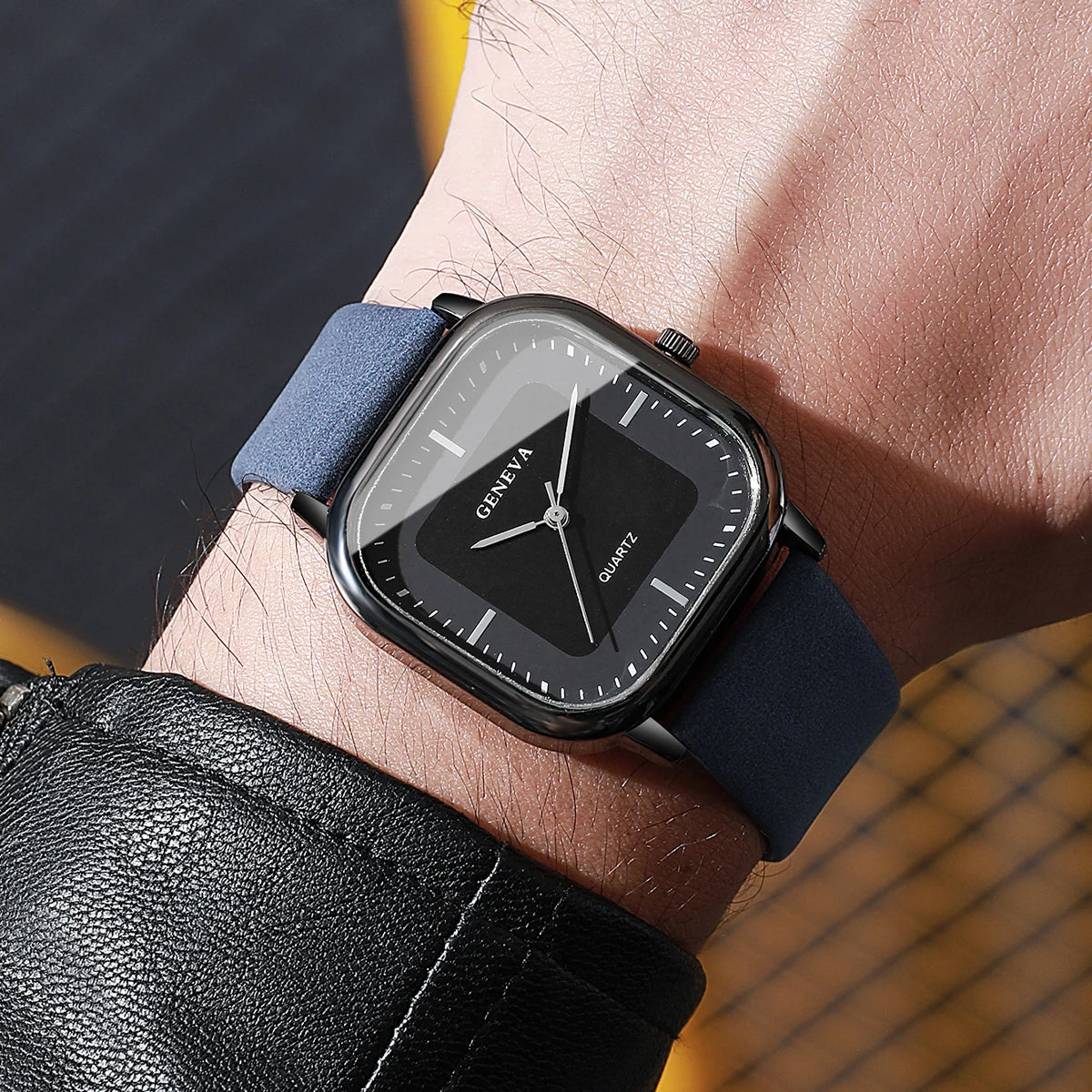 Fashion Square Dial Men's Watches Minimalist Luxury Quartz Wristwatche Casual Business Leather Strap Wristwatch Reloj Hombre