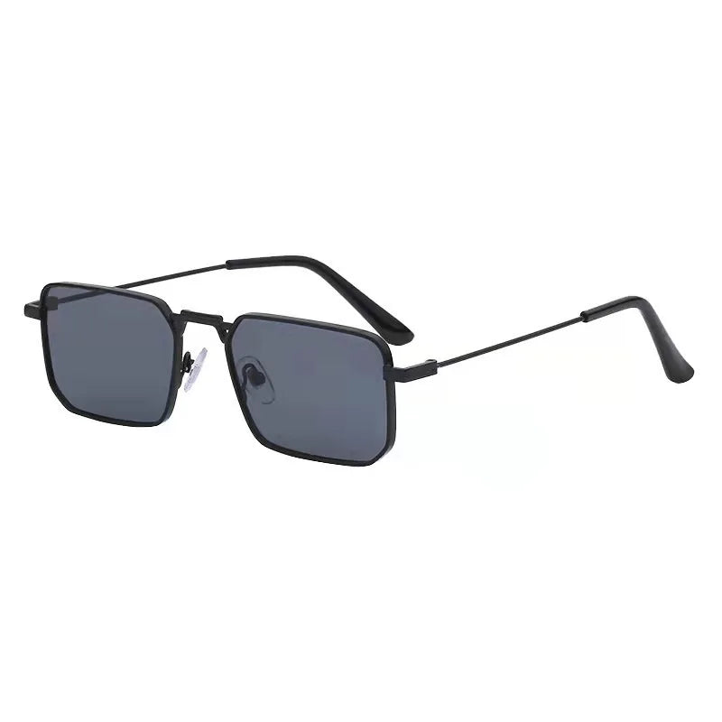Vintage High Quality Rectangle Metal Frame Sunglasses Women Men Black Shades Eyewear UV400 Sunshade Glasses