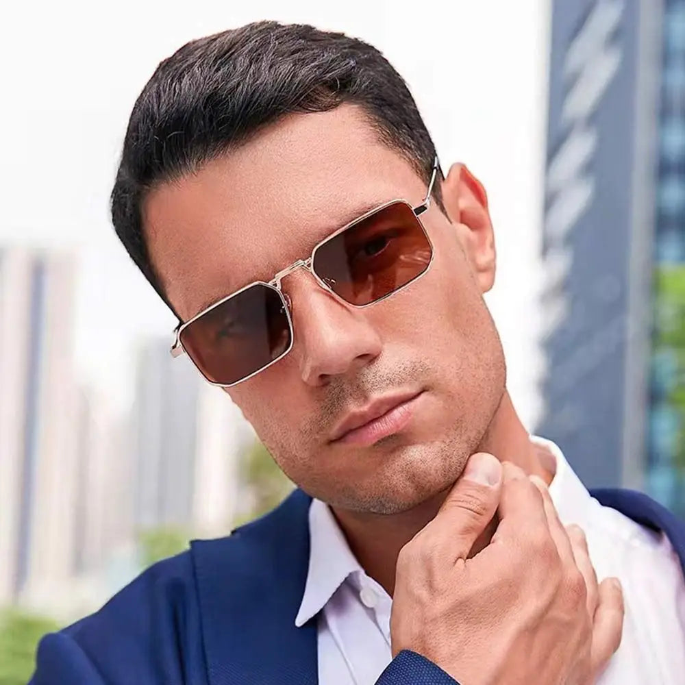 New Retro Square Sunglasses Women Fashion Rectangle Metal Frame Shades Men Luxury Brand Designer Decorative Sun Glasses Uv400