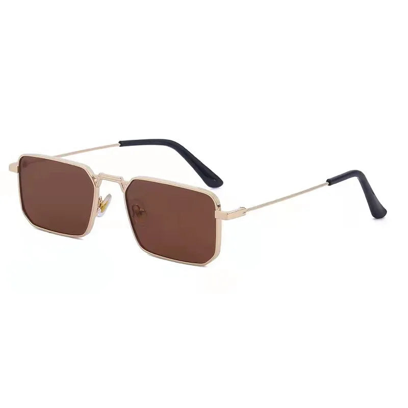 Vintage High Quality Rectangle Metal Frame Sunglasses Women Men Black Shades Eyewear UV400 Sunshade Glasses