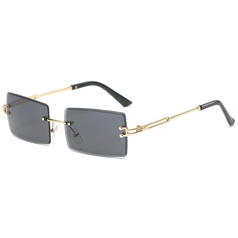 Vintage Rimless Rectangle Sunglasses for Women Men Shades Fashion Frameless UV400 Protection Lens Sun Glasses