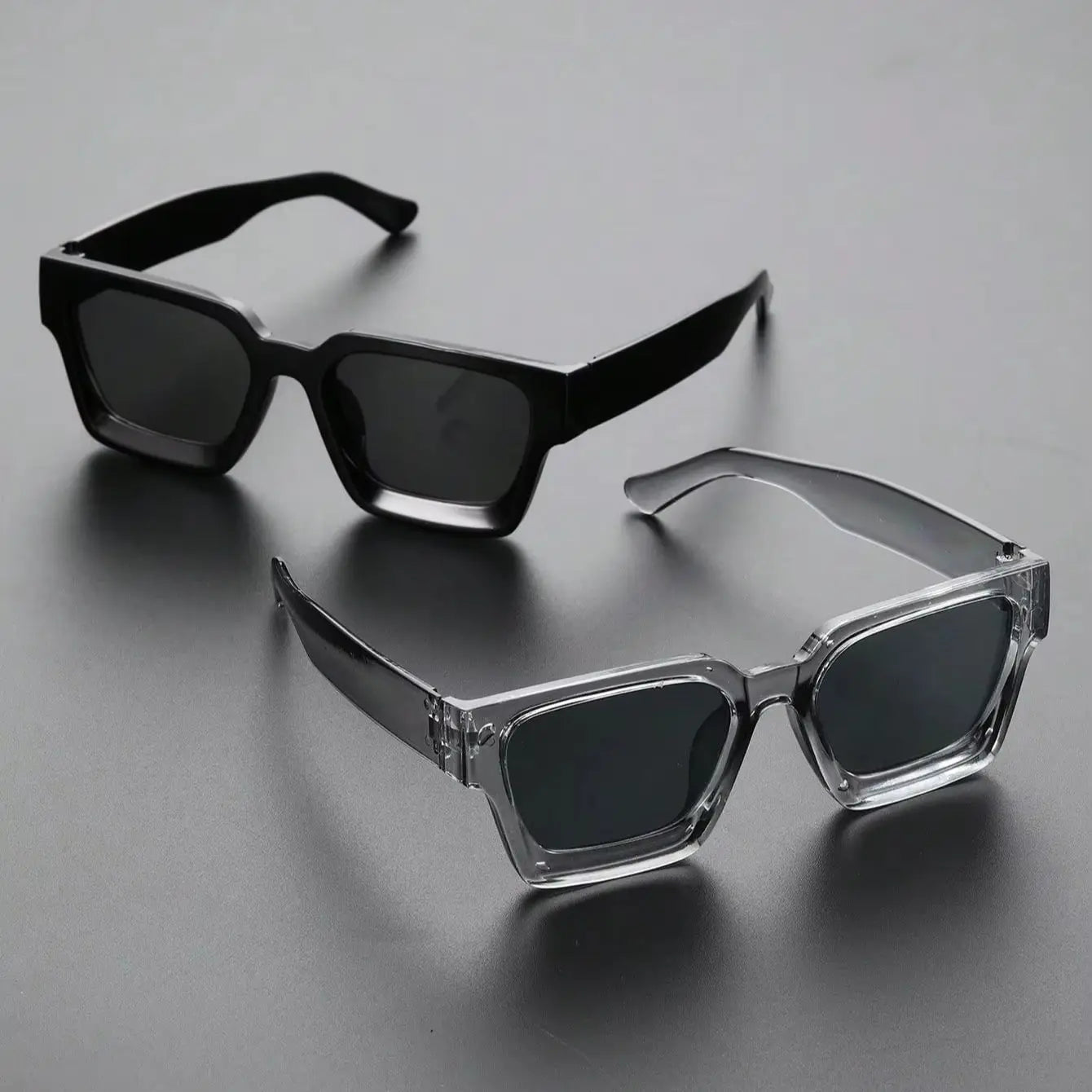 2PCS Plastic Fashion Rectangular Frame Women Sunglasses For Daily Life Men Eyewear Rave Party Daily Life  Accessories.