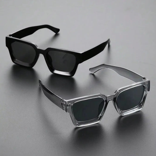 2PCS Plastic Fashion Rectangular Frame Women Sunglasses For Daily Life Men Eyewear Rave Party Daily Life  Accessories.