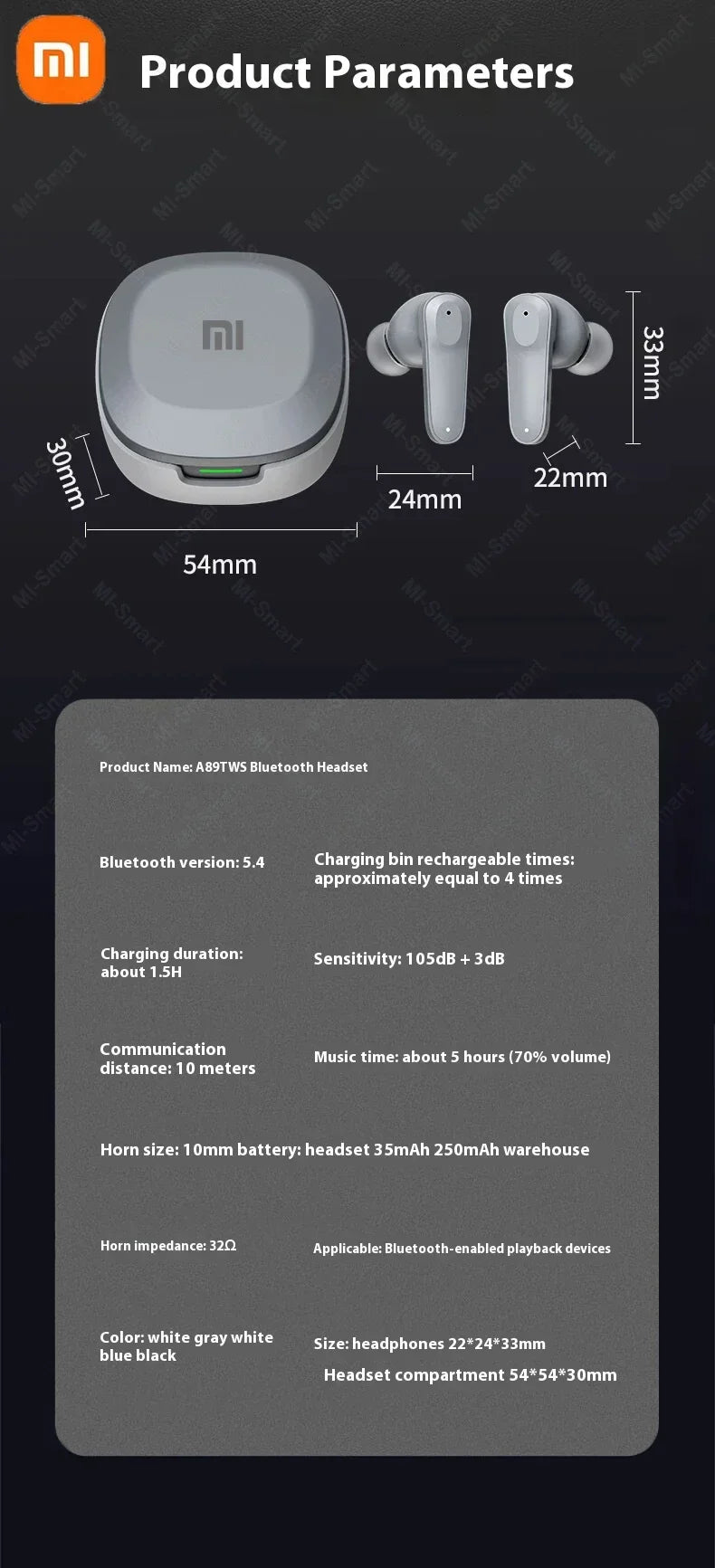 Xiaomi A98 Wireless Bluetooth 5.4 Earphones ENC Noise Reduction In Ear Waterproof Earphones with Microphone