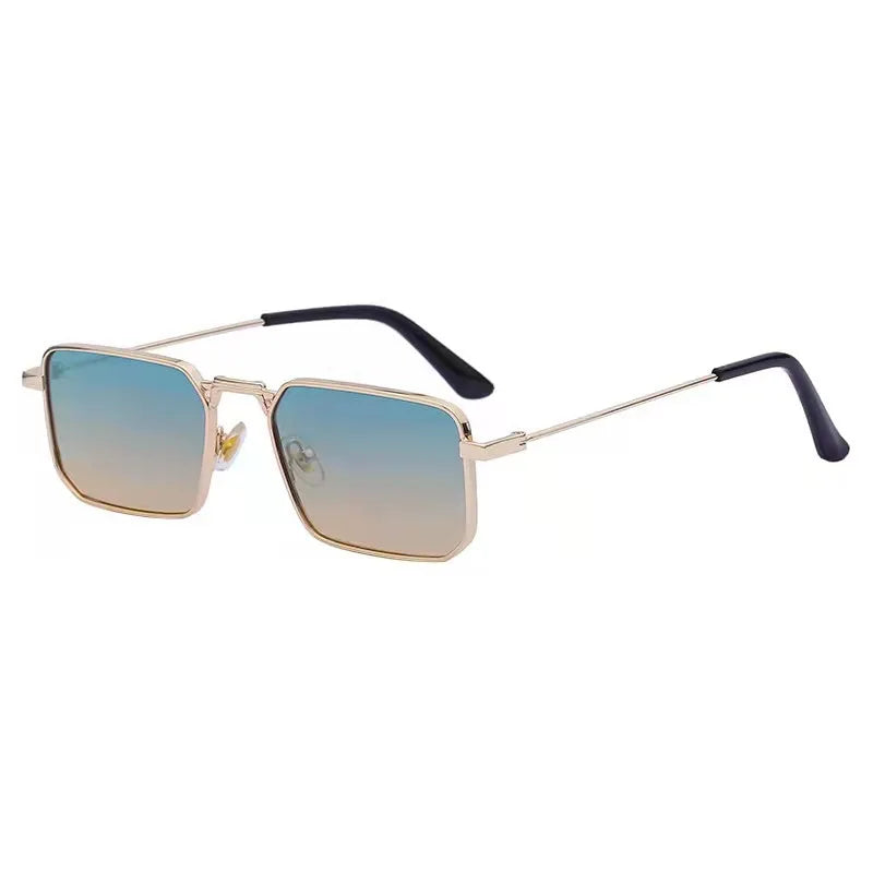 Vintage High Quality Rectangle Metal Frame Sunglasses Women Men Black Shades Eyewear UV400 Sunshade Glasses