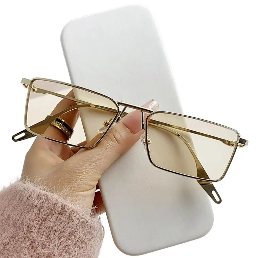 New Retro Square Sunglasses Women Fashion Rectangle Metal Frame Shades Men Luxury Brand Designer Decorative Sun Glasses Uv400