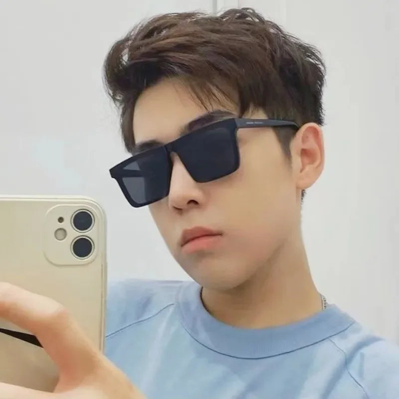 Retro Big Square Frame Sunglasses Women Brand Designer Black Cool Men Sun Glasses UV400 Shades Protection Eyeglasses Goggles