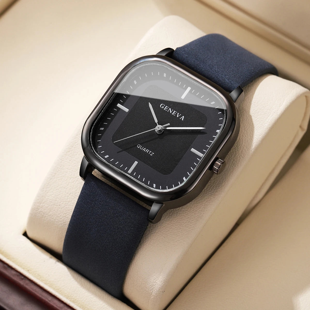 Fashion Square Dial Men's Watches Minimalist Luxury Quartz Wristwatche Casual Business Leather Strap Wristwatch Reloj Hombre