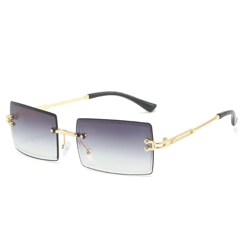 Vintage Rimless Rectangle Sunglasses for Women Men Shades Fashion Frameless UV400 Protection Lens Sun Glasses