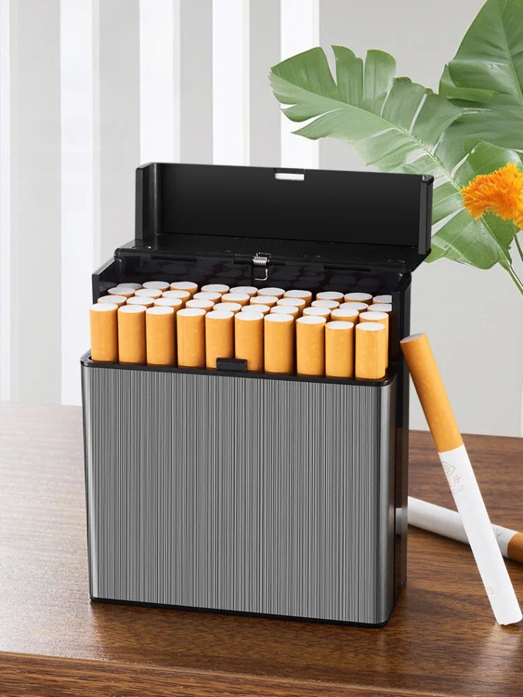 Large Capacity Cigarette Case Automatic Flip Cover Hold 40pcs Cigarettes Anti Pressure Portable Pocket Storage Box Smoking Tools
