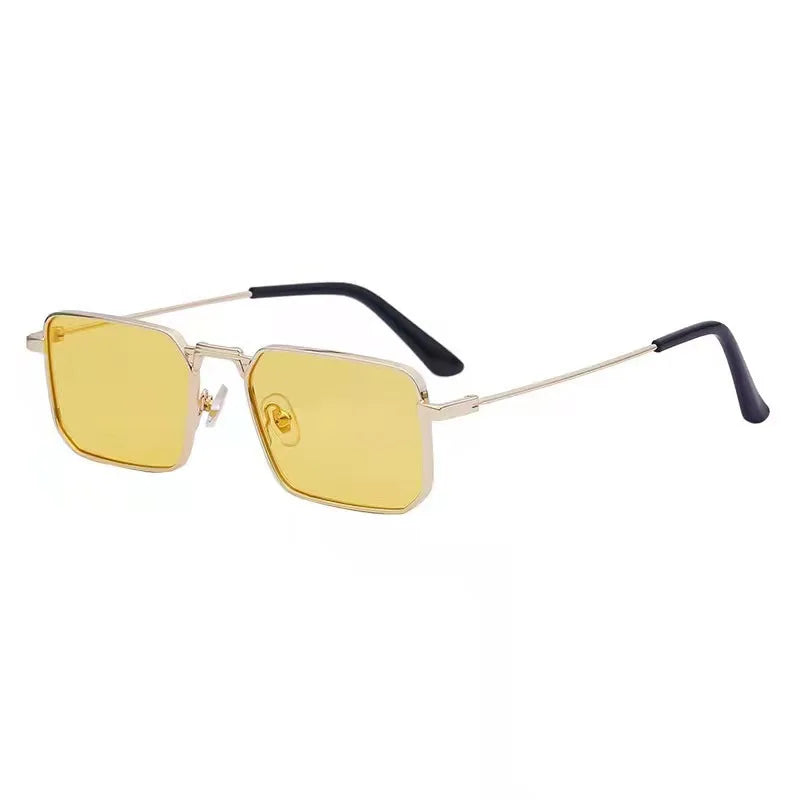 Vintage High Quality Rectangle Metal Frame Sunglasses Women Men Black Shades Eyewear UV400 Sunshade Glasses
