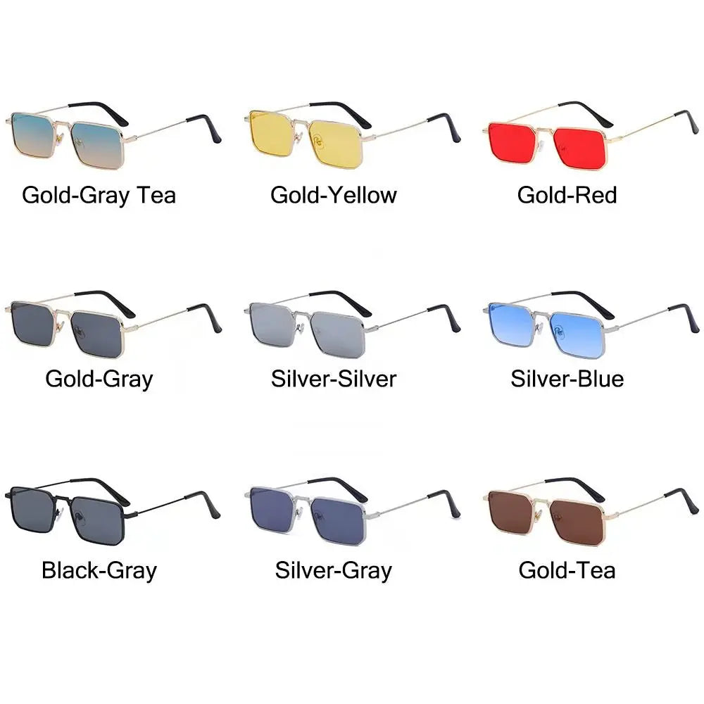 New Retro Square Sunglasses Women Fashion Rectangle Metal Frame Shades Men Luxury Brand Designer Decorative Sun Glasses Uv400