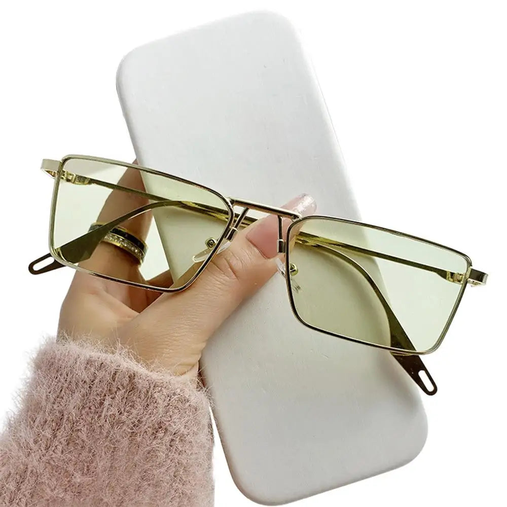 New Retro Square Sunglasses Women Fashion Rectangle Metal Frame Shades Men Luxury Brand Designer Decorative Sun Glasses Uv400