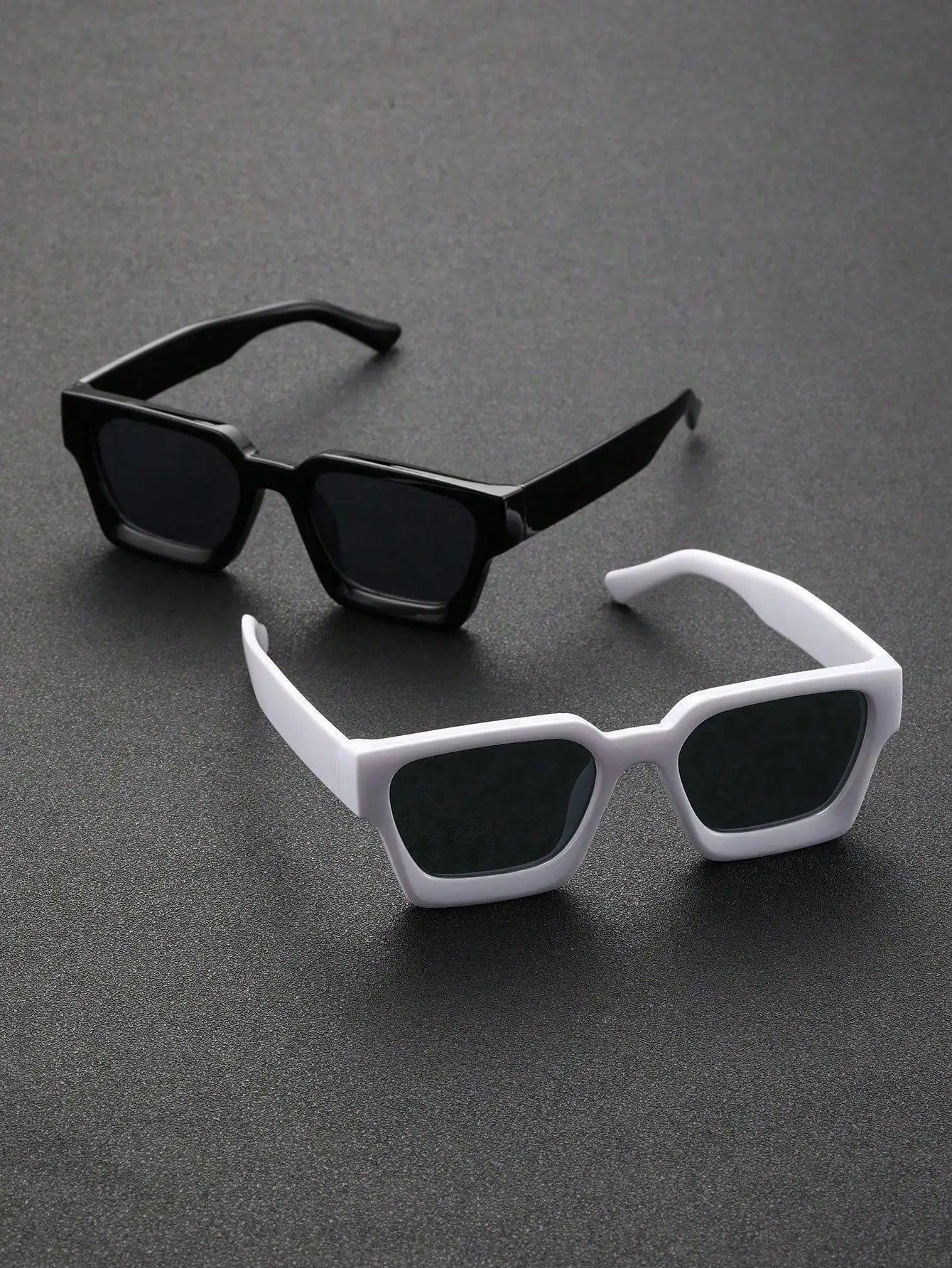 2PCS Plastic Fashion Rectangular Frame Women Sunglasses For Daily Life Men Eyewear Rave Party Daily Life  Accessories.